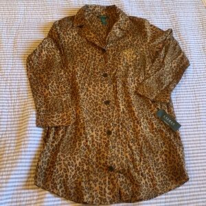 Lauren by Ralph Lauren Leopard Monogram Night Shirt Dress
